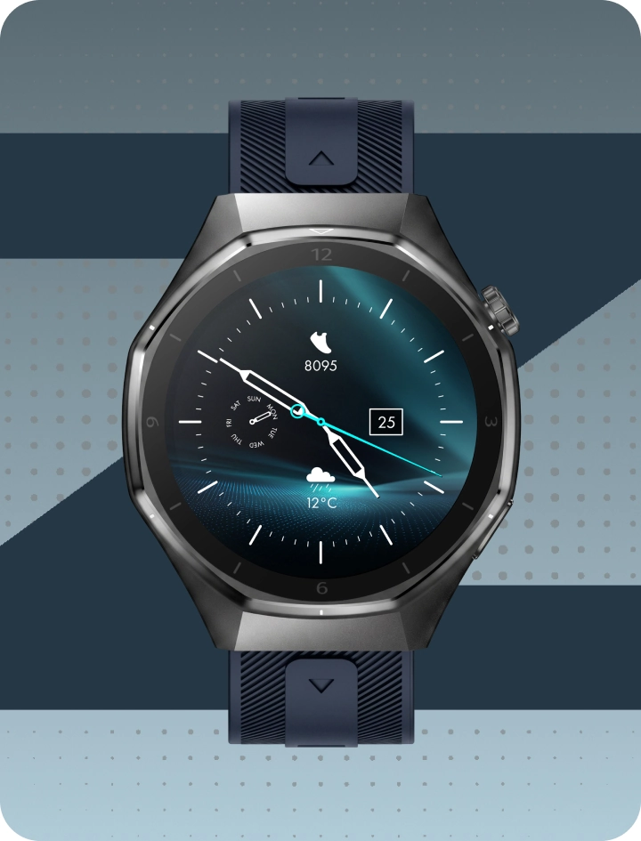 Smartwatch męski Z-Base prezentujący głęboką czerń koperty i dodatkowy pasek w odcieniu Navy Blue.