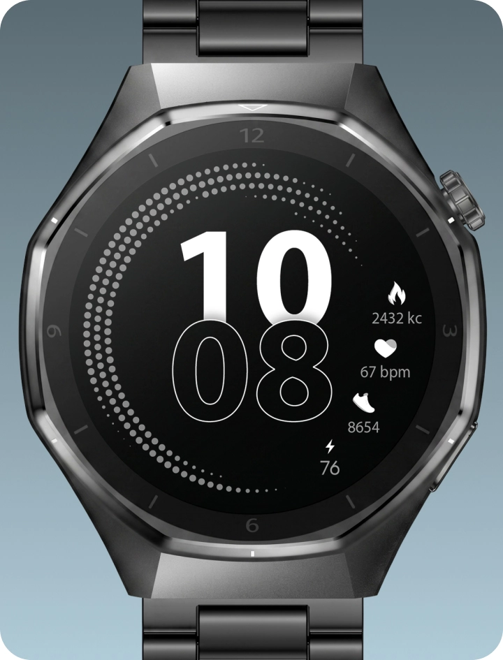 Smartwatch męski Z-Base Navy Blue z innowacyjnym, geometrycznym bezelem i nowoczesną tarczą.