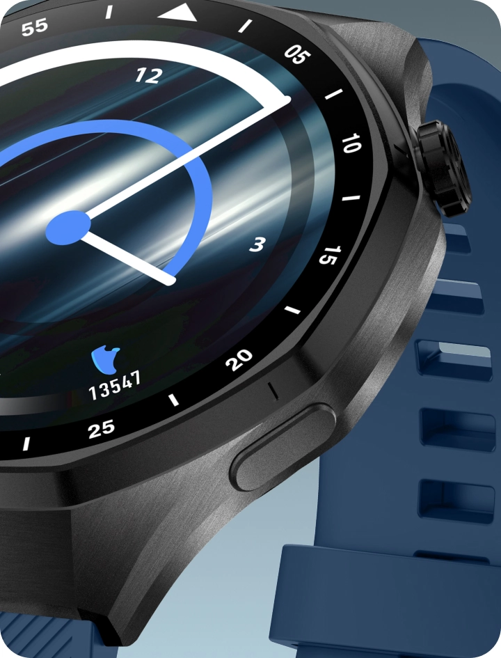 Zbliżenie na smartwatch męski Z-Base z metalicznym wykończeniem koperty.