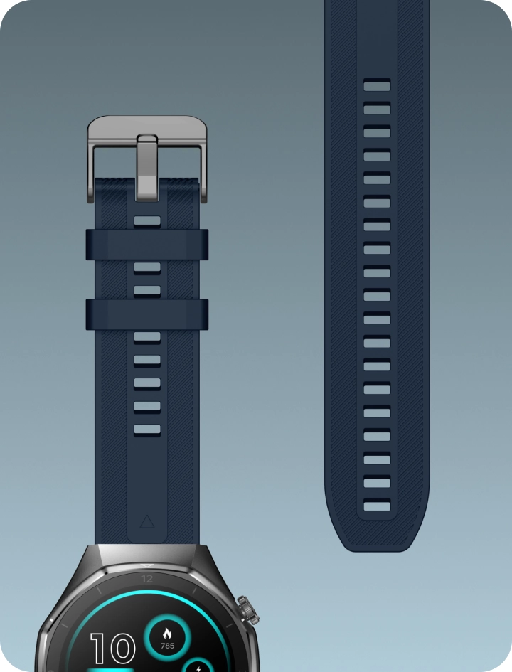 Smartwatch męski Z-Base z granatowym paskiem silikonowym - regulowane zapięcie i wygodne dopasowanie do nadgarstka.