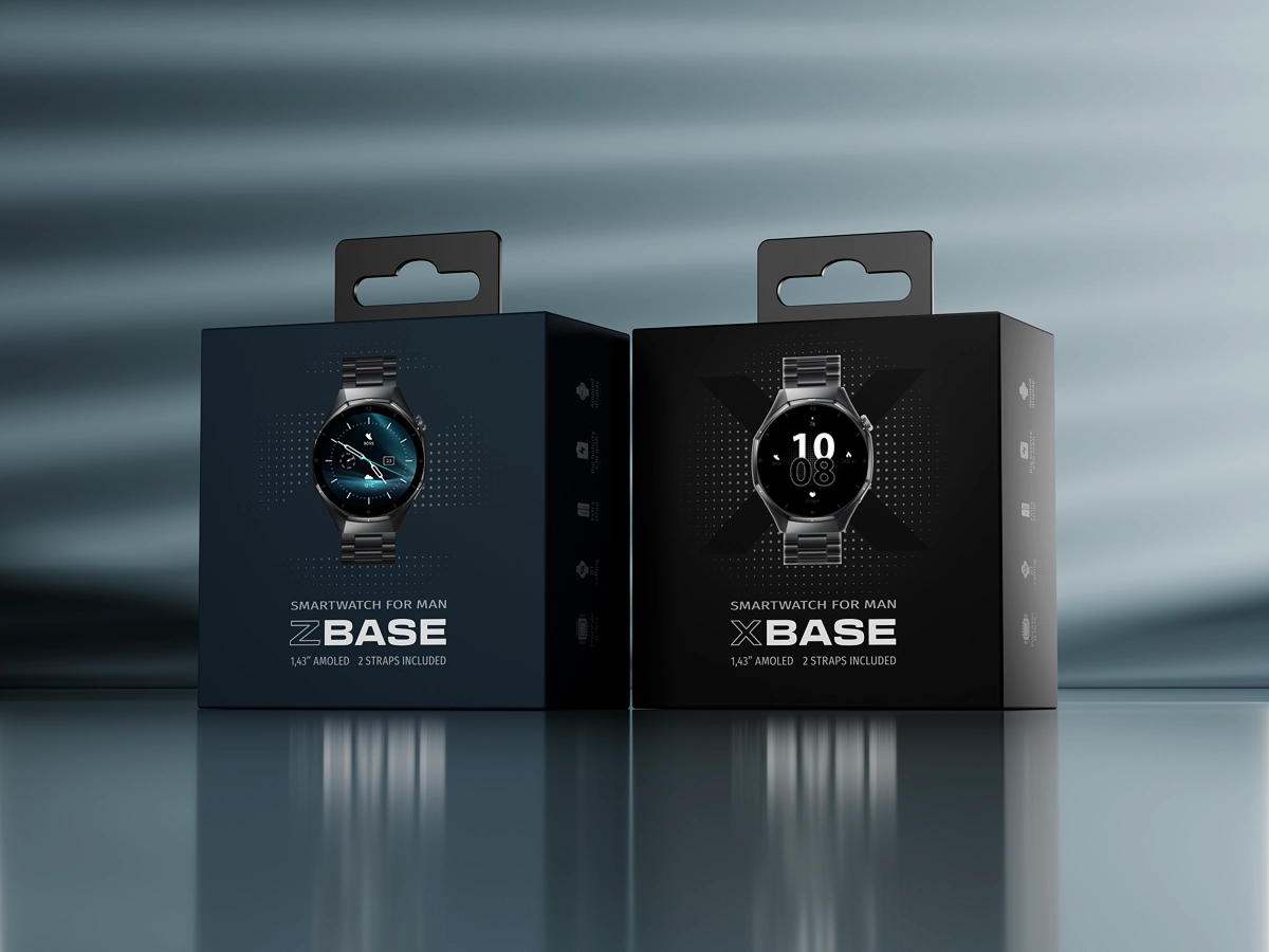 Opakowania smartwatchy męskich z linii Base – Z-Base i Z-Base.