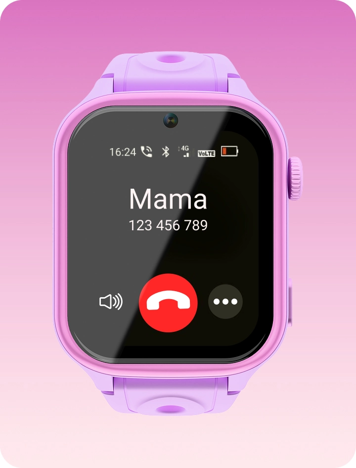 Smartwatch dziecięcy Besti z ekranem połączenia, prezentujący możliwość wykonywania i odbierania rozmów telefonicznych.