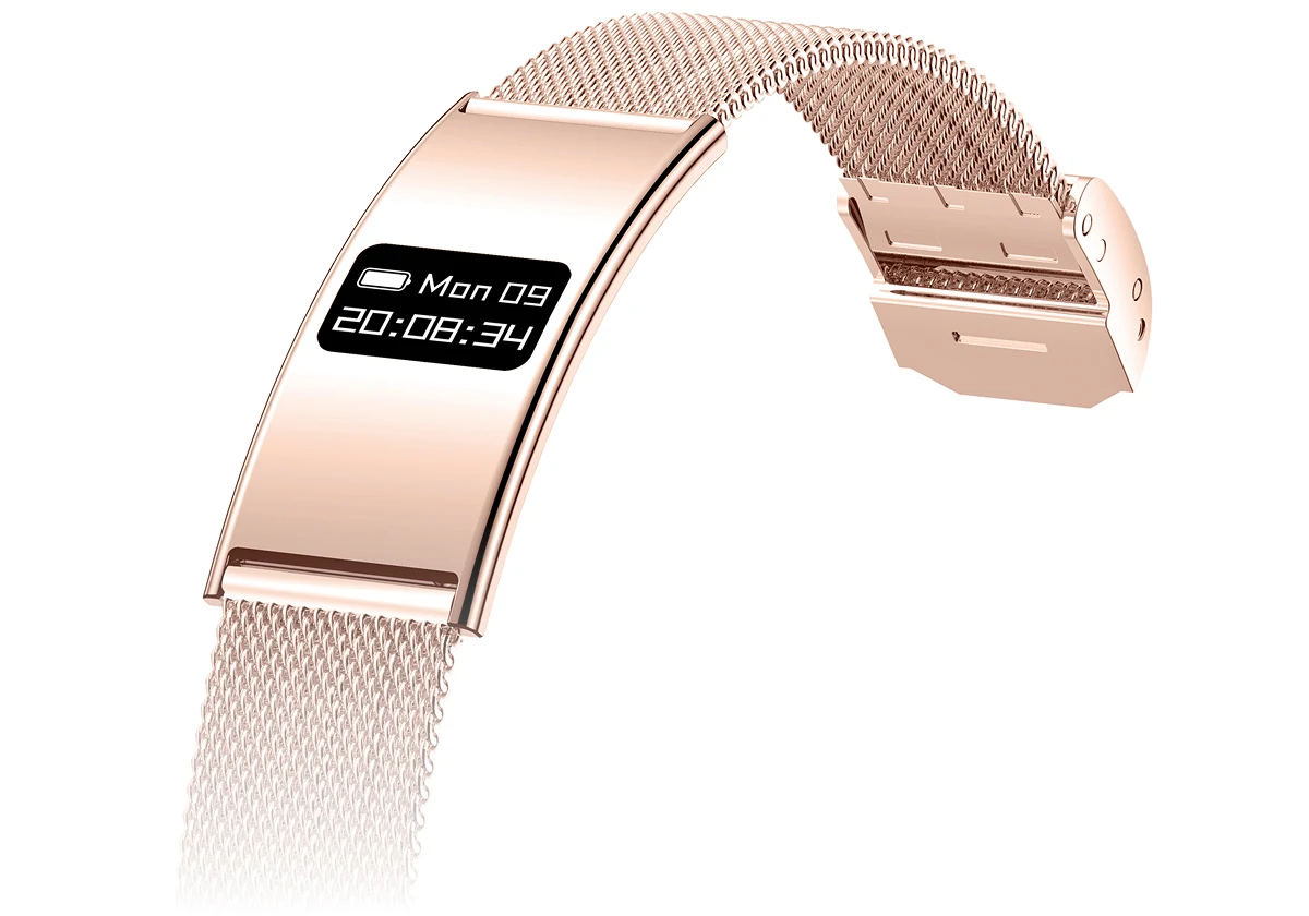 Smartband Elegance Rose Gold: smukła koperta, ekran OLED i bransoleta mesh