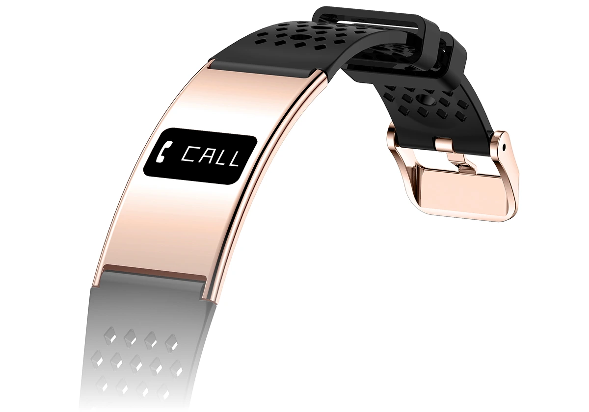 Forever Elegance z kopertą rose gold i czarnym, perforowanym paskiem silikonowym