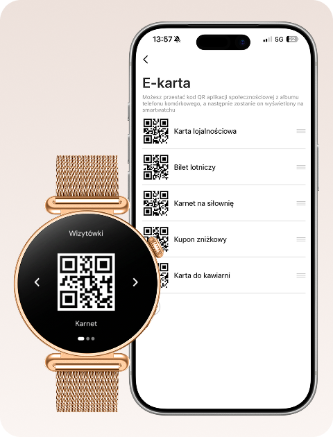 Smartwatch Rosa Dust umożliwia przechowywanie kart QR i kodów QR w aplikacji mobilnej.