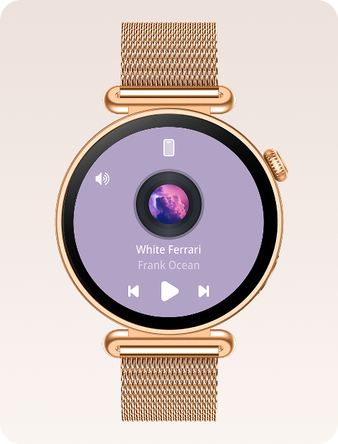 Smartwatch Rosa Dust umożliwia sterowanie muzyką odtwarzaną na smartfonie.