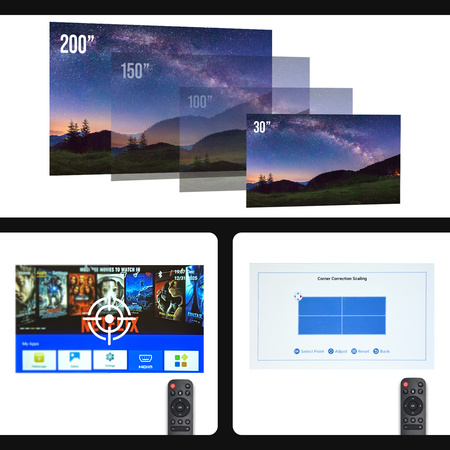 Projektor Forever FP-220E Sport 4K WiFi Bluetooth Android 13 Głośnik Czarny metaliczny