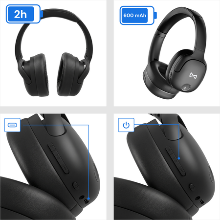 Słuchawki bezprzewodowe Forever FS-300E Bluetooth 5.3 AUX USB-C Hybrid ANC Czarne