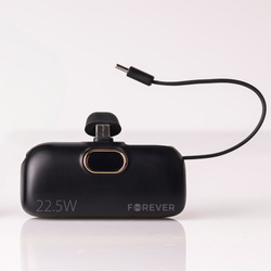 Forever mini power bank MTB-100 22.5W 5000 mAh USB C czarny