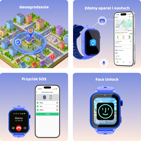 Smartwatch dziecięcy AI Forever Bro KW-540 GPS WiFi 4G IPS – Inteligentny zegarek dla dzieci z lokalizatorem, rozmowami wideo i przyciskiem SOS Niebieski