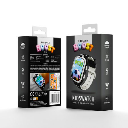 Smartwatch dziecięcy AI Forever Boost KW-530 GPS WiFi 4G – Inteligentny zegarek dla dzieci z lokalizatorem, rozmowami wideo i przyciskiem SOS (czarny)