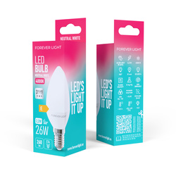 Forever Light Żarówka LED E14 C37 2.2W 260lm 4000K klasa E