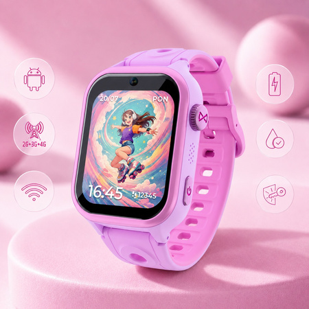 Smartwatch dziecięcy AI Forever Besti KW-540 GPS WiFi 4G IPS – Inteligentny zegarek dla dzieci z lokalizatorem, rozmowami wideo i przyciskiem SOS Różowy