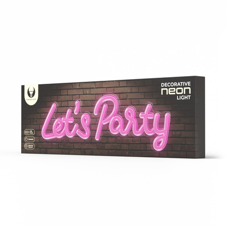 Forever Light neon PLEXI LED LET'S PARTY róż FPNE20