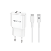 Forever ładowarka sieciowa PD QC TC-01-20AC 1x USB-C 1x USB 20W biała + kabel USB-C - USB-C 20W