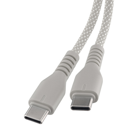 QUALO kabel nylonowy USB-C - USB-C 1,5m 3A 60W szary QKN-CC-18