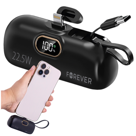 Forever mini power bank MTB-100 22.5W 5000 mAh Lightning czarny