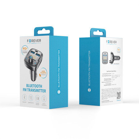 Forever transmiter FM Bluetooth 2 x USB-A 1 x USB-C PD 30W TR-370 czarny