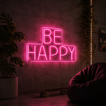 Neon PLEXI LED BE HAPPY róż NNE10 Neolia