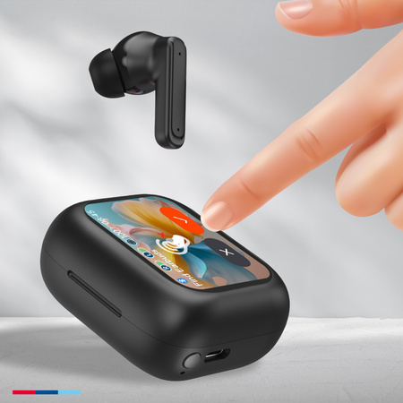 Forever słuchawki Bluetooth z wyświetlaczem ANC + ENC TWSS-500 czarne