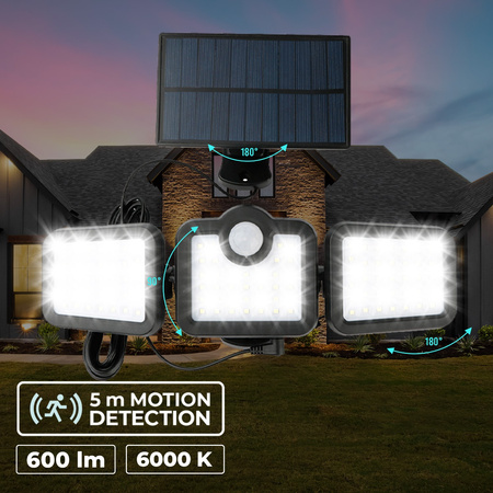 Lampa solarna LED SUNARI FLS-04 108*SMD PIR 8W 600lm 6000K 2400mAh Li-Ion Forever Light