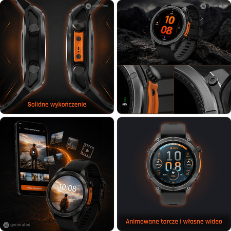 Smartwatch męski Forever SW-900 Focus GPS Bluetooth 5.4 AMOLED IP68 – Inteligentny zegarek z rozmowami Bluetooth, profilami multisportowymi i monitorowaniem zdrowia Czarny