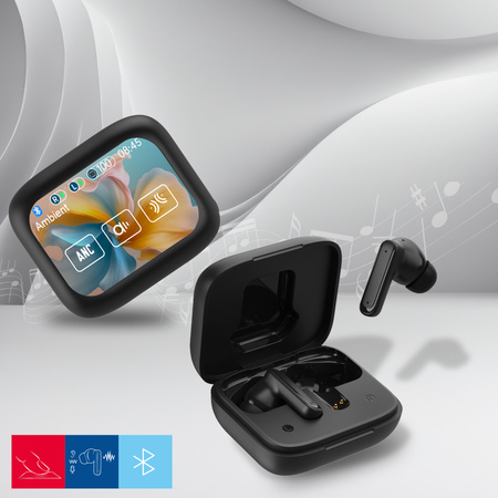 Forever słuchawki Bluetooth z wyświetlaczem ANC + ENC TWSS-500 czarne