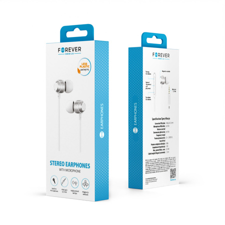 Forever słuchawki przewodowe EP-01 dokanałowe jack 3,5mm białe