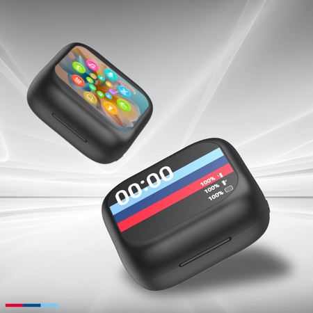 Forever słuchawki Bluetooth z wyświetlaczem ANC + ENC TWSS-500 czarne