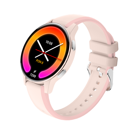 Smartwatch Forever iGO Watch 4! JW-600 Bluetooth 5.3 AMOLED IP67 – Inteligentny zegarek z rozmowami Bluetooth, monitorowaniem zdrowia i 2 paskami Pudrowy Róż
