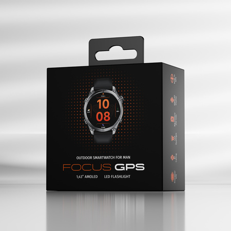 Smartwatch męski Forever SW-900 Focus GPS Bluetooth 5.4 AMOLED IP68 – Inteligentny zegarek z rozmowami Bluetooth, profilami multisportowymi i monitorowaniem zdrowia Czarny