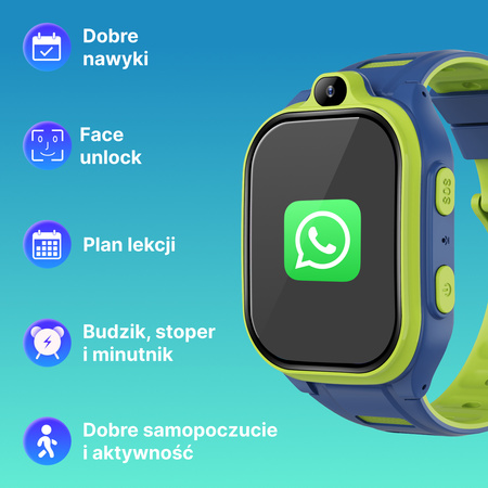 Smartwatch dziecięcy AI Forever Boost KW-530 GPS WiFi 4G – Inteligentny zegarek dla dzieci z lokalizatorem, rozmowami wideo i przyciskiem SOS (niebieski)