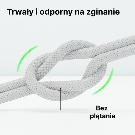 QUALO kabel nylonowy USB-C - Lightning 1,5m 2,4A szary QKN-CL-18