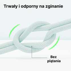 QUALO kabel nylonowy USB-C - USB-C 1,5m 3A 60W miętowy QKN-CC-21