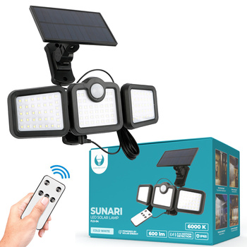 Lampa solarna LED SUNARI FLS-04 108*SMD PIR 8W 600lm 6000K 2400mAh Li-Ion Forever Light