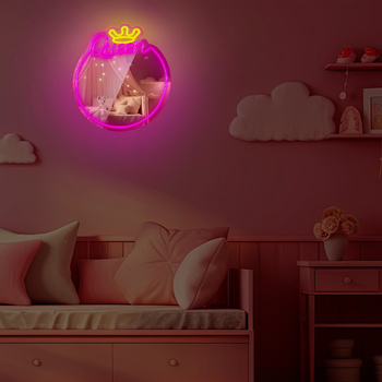 Neon MIRROR LED QUEEN ciepły biały róż FMNE04 Forever Light