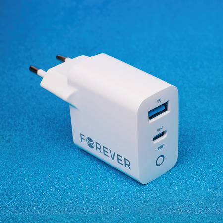 Forever ładowarka sieciowa PD QC TC-06-20AC 1x USB-C 1x USB 20W biała