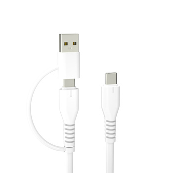 Forever recykling kabel  2w1 1,5m 3A USB-C - USB-C + USB-A KR2W1-00 biały