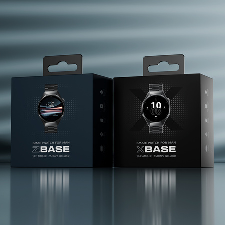 Smartwatch męski Forever SW-720 xBase Bluetooth 5.3 AMOLED IP68 – Inteligentny zegarek z rozmowami Bluetooth, monitorowaniem zdrowia i 2 paskami Czarny