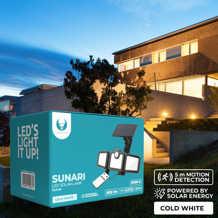 Lampa solarna LED SUNARI FLS-04 108*SMD PIR 8W 600lm 6000K 2400mAh Li-Ion Forever Light