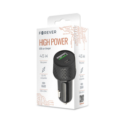 Forever ładowarka samochodowa 1xUSB 2,4A + 1xUSB-C PD 45W LA-04 czarna