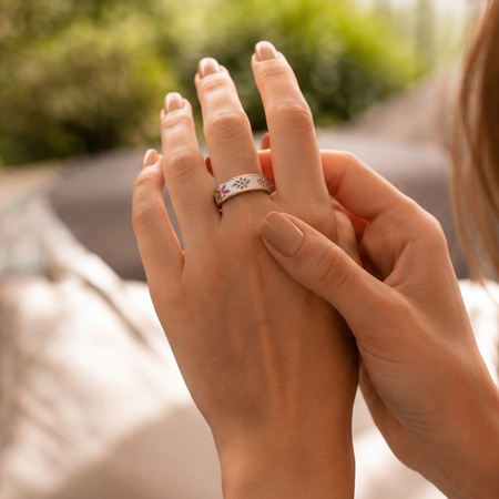 Smart Ring Forever Botanical SR-101 Bluetooth 5.4 BLE 5ATM – Inteligentny pierścień z monitorowaniem zdrowia, snu i aktywności Różowe złoto