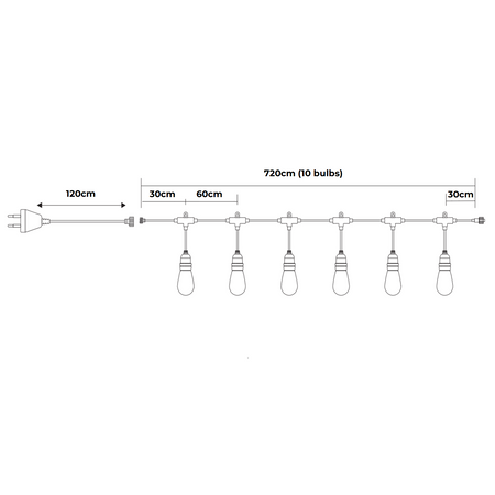 Forever Light Girlanda LED 230V FLM-200 7.2m 10 żarówek filament E27 S14