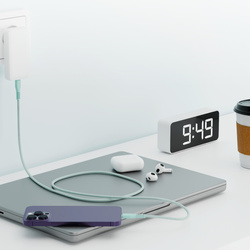 QUALO kabel nylonowy USB-C - Lightning 1,5m 2,4A mietowy QKN-CL-21