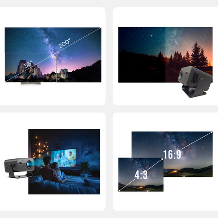 Projektor Forever FP-220E Sport 4K WiFi Bluetooth Android 13 Głośnik Czarny metaliczny