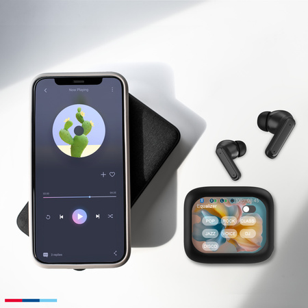 Forever słuchawki Bluetooth z wyświetlaczem ANC + ENC TWSS-500 czarne