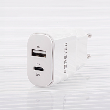 Forever ładowarka sieciowa PD QC TC-01-20AC 1x USB-C 1x USB 20W biała