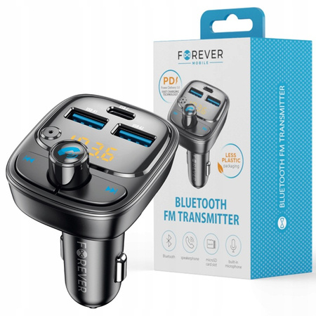 Forever transmiter FM Bluetooth 2 x USB-A 1 x USB-C PD 30W TR-370 czarny