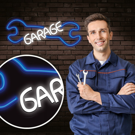 Neon PLEXI LED GARAGE błękit biały NNE22 Neolia