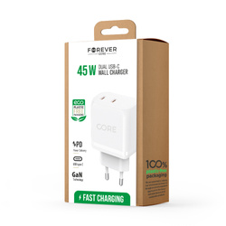 Forever CORE ładowarka sieciowa PD SMART 2x USB-C 45W biała